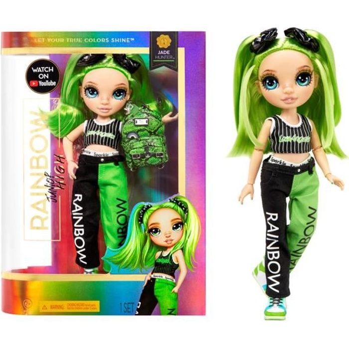 Rainbow High - Junior High - Jade Hunter - Poupée Mannequin 23cm Verte et Accessoires