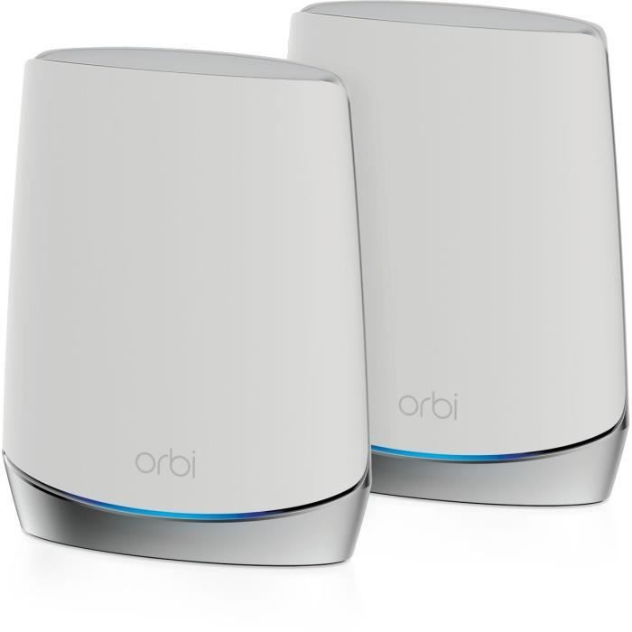 NETGEAR Système WIFI 6 Mesh Orbi RBK752 Tri-band AX4200 - Pack de 2 - jusqu'à 60 appareils connectés et 350 m² de couverture