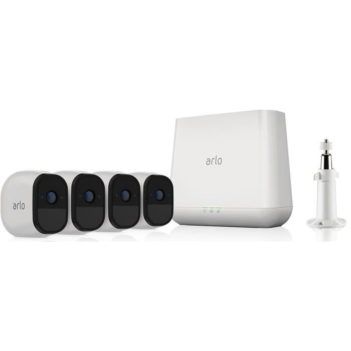 Arlo Pro-VMS4430-100EUS-Kit de sécurité 100% Sans Fils-Pack de 4-Batterie rechargeable 720p Jour/Nuit-Etanche IP65