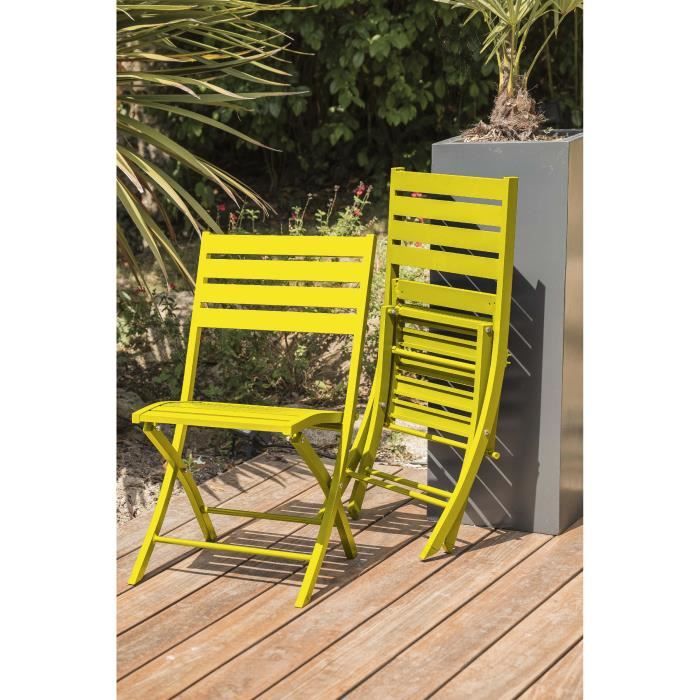 DCB GARDEN Lot de 2 chaises pliantes en aluminium Marius - Jaune