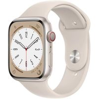 Apple Watch (Series 8) 2022 GPS 45 mm - Aluminium Lumière stellaire - Bracelet sport Blanc - Reconditionné - Excellent état