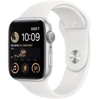 Apple Watch SE GPS (2e génération) - 44mm - Boîtier Silver Aluminium - Bracelet White Sport (2022) - Reconditionné - Excellent état