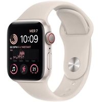 Apple Watch (Series SE) 2022 GPS 44 mm - Aluminium Lumière stellaire - Bracelet sport Blanc - Reconditionné - Excellent état
