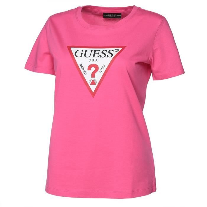GUESS T-Shirt SSCN Basic Triangle Rose Exotic Femme