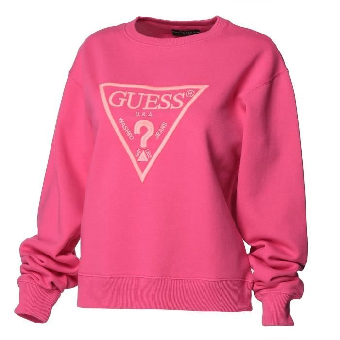 GUESS Sweat-Shirt Neon fleece Rose Exotic Femme