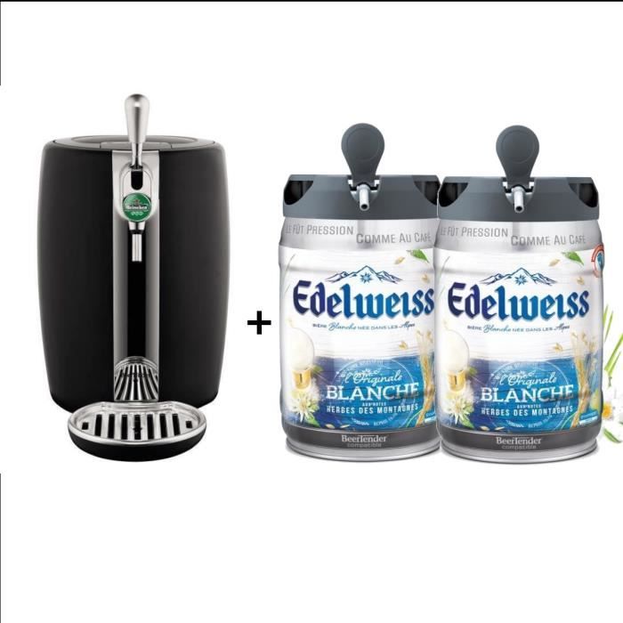 SEB Tireuse à bière Beertender - VB310E10 - Compatible futs 5 L - Noir + 2 fûts de bière aux herbes des montagnes 5L EDELWEISS