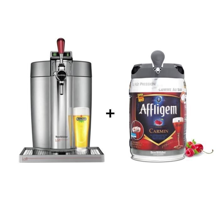 KRUPS Tireuse à bière Beertender - VB700E00 - Compatible fûts 5 L - Chrome +1 fût de bière belge fruits rouges 5L AFFLIGEM