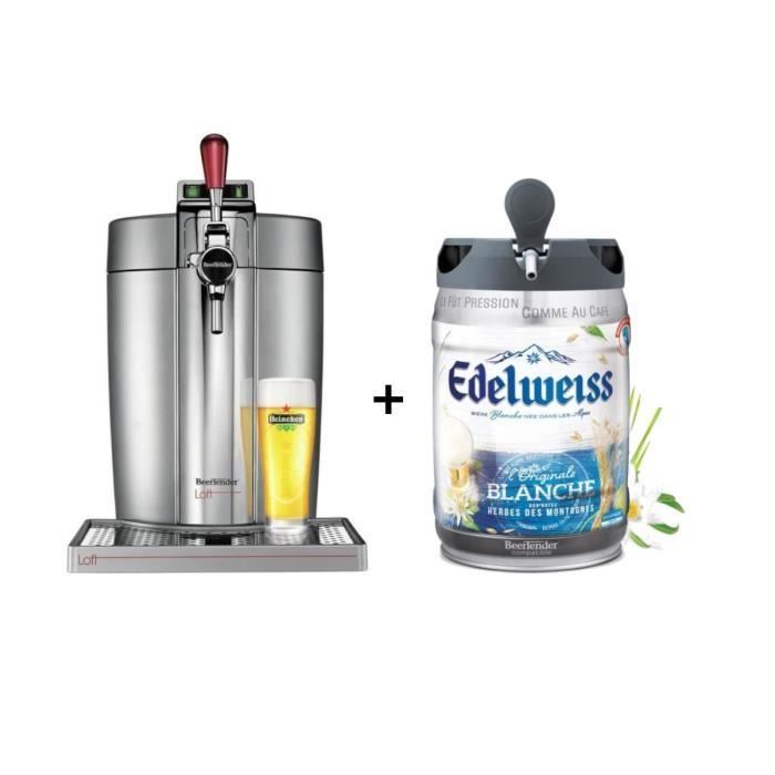 KRUPS Tireuse à bière Beertender - VB700E00 - Compatible fûts 5 L - Chrome + 1 fût de bière aux herbes des montagnes 5L EDELWEISS