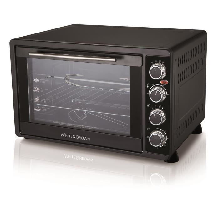 WHITE & BROWN MF 62-Mini four-55 L-2200 W-Voûte, sole ou convection-Rotissoire et chaleur tournante-Noir