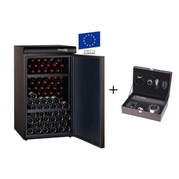 CLIMADIFF CLV122M - Cave à vin de vieillissement - 120 bouteilles + CLIMADIFF PACK6 - Coffret du sommelier - Pack 6 accessoires