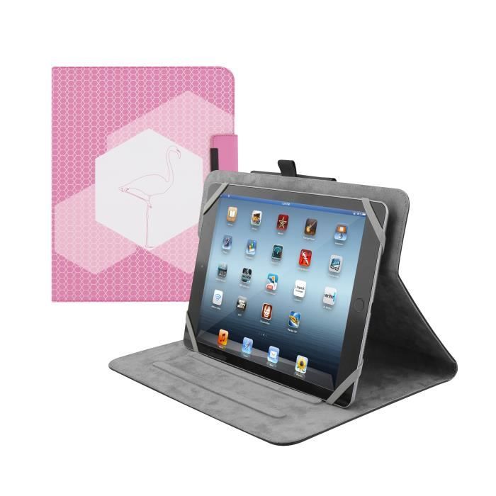 TNB Etui Folio universel flamant rose tablette 10 pouces - utab360fla - étui rotatif 360° - simili cuir - design flamant rose
