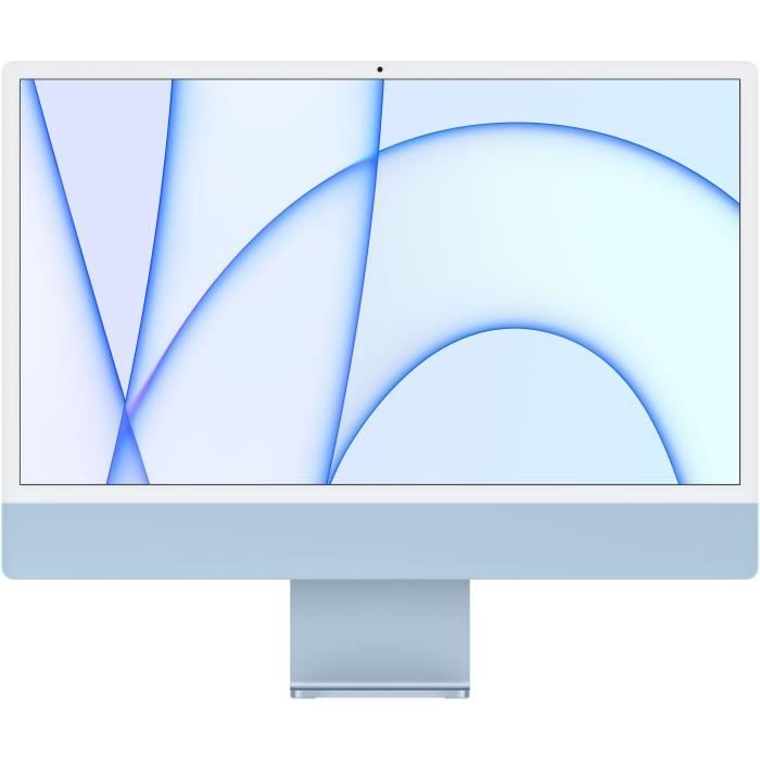 Apple - 24- iMac Retina 4,5K (2021) - Puce Apple M1 - RAM 8Go - Stockage 256Go - GPU 8 coeurs - Bleu