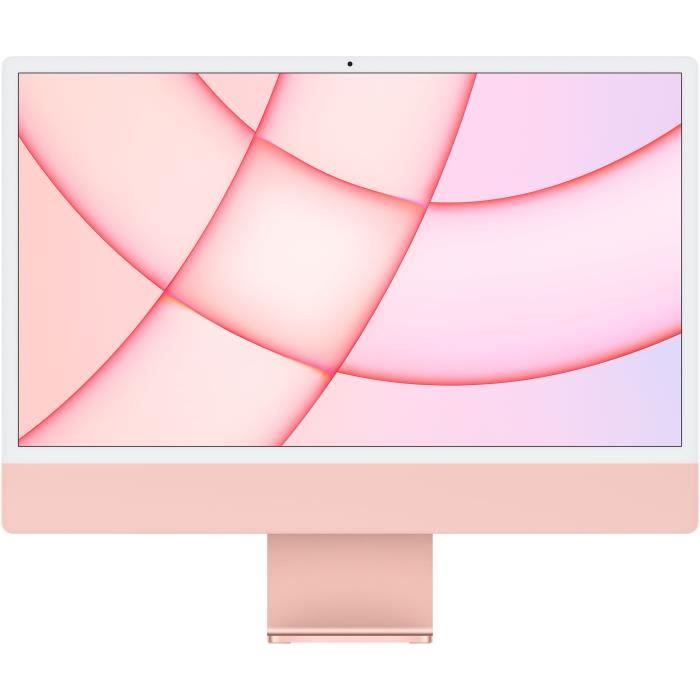Apple - 24- iMac Retina 4,5K (2021) - Puce Apple M1 - RAM 8Go - Stockage 256Go - GPU 8 coeurs - Rose