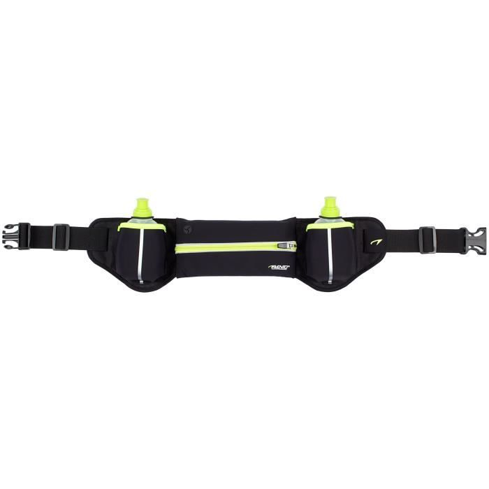 AVENTO Ceinture running 2 bidons avec poche - Noir / Jaune