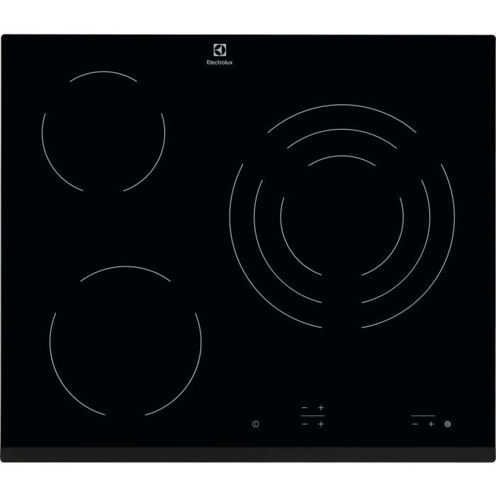 ELECTROLUX EHV6232FOK Table de cuisson vitrocéramique- 3 foyers - 5700W - L59 x P52cm - Revêtement verre - Noir