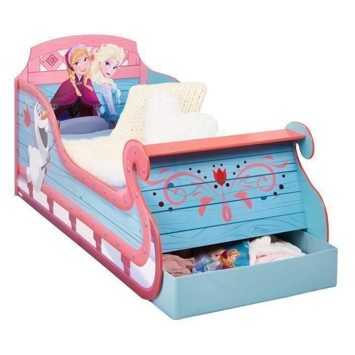 LA REINE DES NEIGES Lit enfant fille Traîneau avec rangement 70 * 140 cm - Worlds Apart