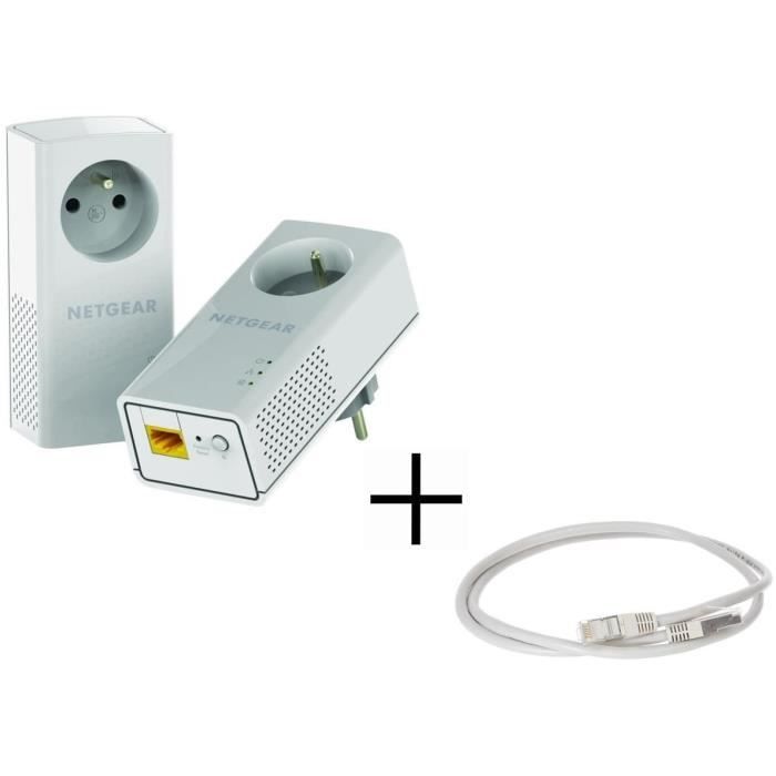 PACK NETGEAR 2 adaptateurs CPL 1200 + CONTINENTAL EDISON Câble RJ45 cat. 6 blindé FTP 1m