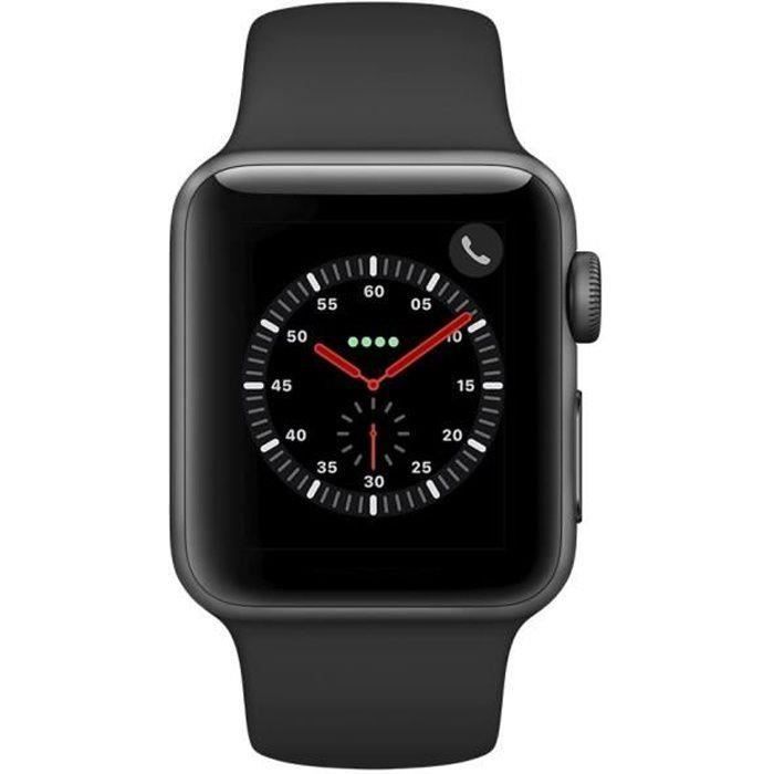 Apple Watch Series 3 GPS + Cellular, 38mm Boîtier en aluminium gris sidéral avec bracelet sport noir
