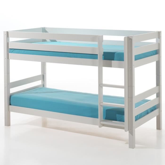 PINO Lit enfant superposé blanc