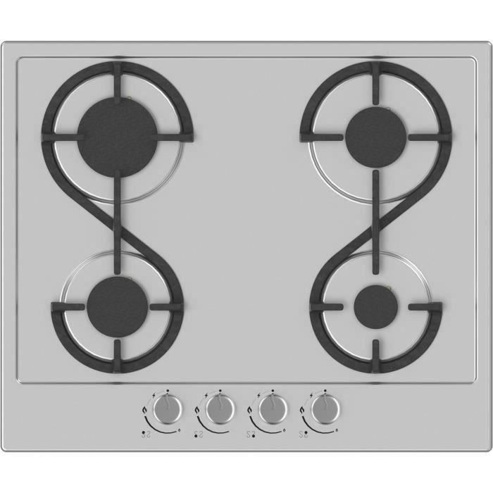 HUDSON HTG 4 I - Table de cuisson gaz - 4 foyers - L 60 cm - Revêtement email - Inox