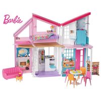 Barbie - La Maison  Malibu - Maison de Poupées 6 Pièces à 2 étages - Plus de 25 accessoires - Dès 3 ans