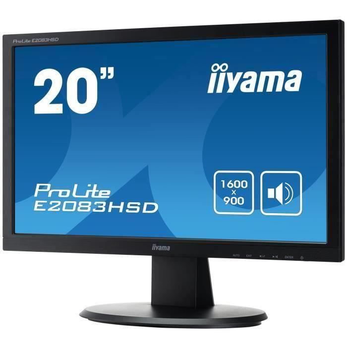 Ecran PC - IIYAMA ProLite E2083HSD-B1 - 20- - Dalle TN - 5ms - VGA/DVI-D