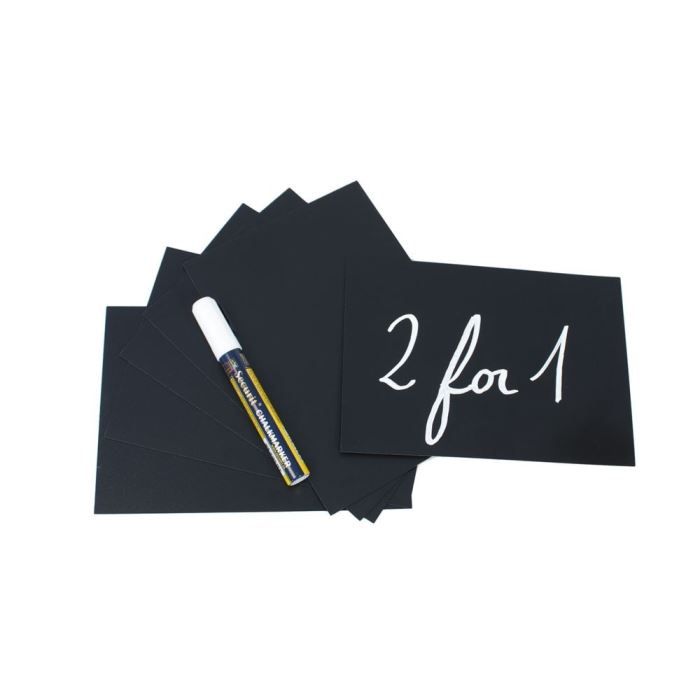 Set de 5 ardoises taille A4 + 1 feutre craie blanc