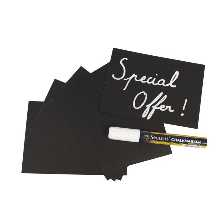 Set 20 ardoises taille A6 + 1 feutre craie blanc
