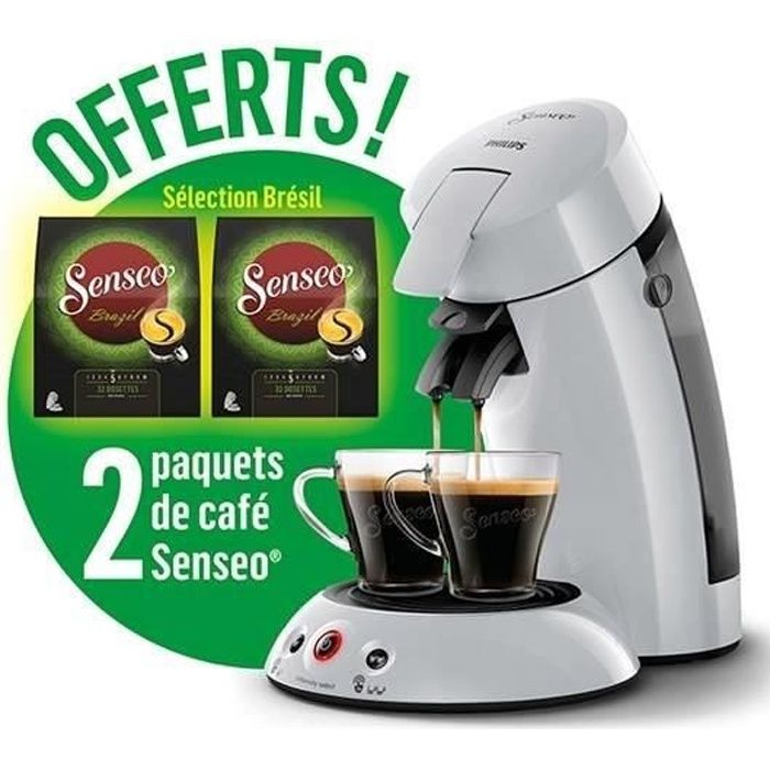 PHILIPS SENSEO Original HD6554/51 - Gris Clair + 2 paquets de café Senseo Sélection Brésil offerts