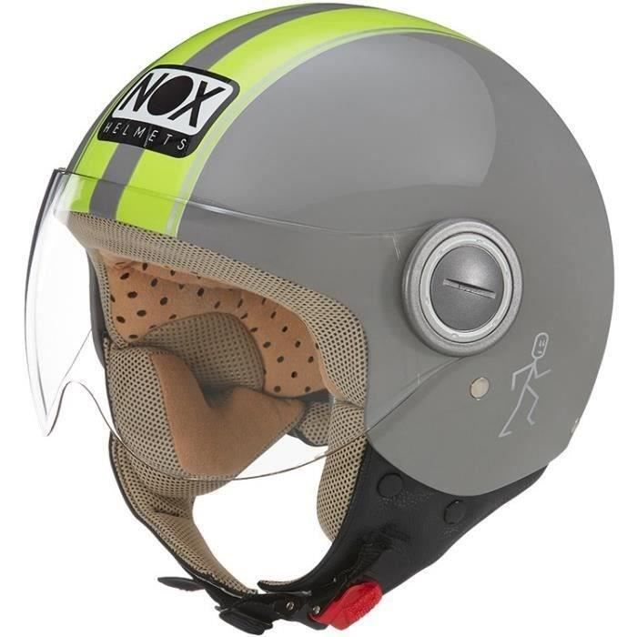 NOX Casque Jet N210 Gris Nardo Jaune