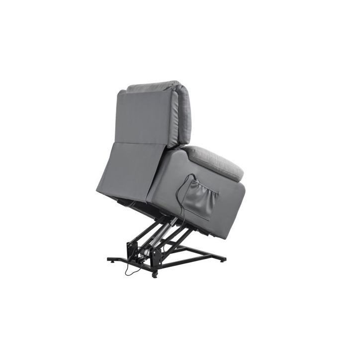 Fauteuil de relaxation releveur RELAX - Simili gris et tissu gris - Moteur électrique et lift releveur