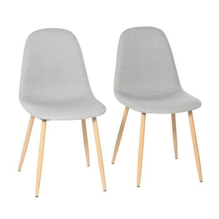 Lot de 2 chaises - Tissu gris - L 45 x P 53 x H 85 cm - CLODY