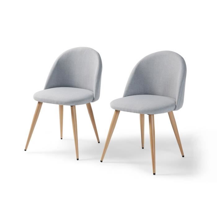 Lot de 2 chaises gris - Pieds en métal - L 53 x P 54 x H 76 cm - COLE