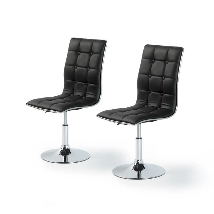 LEAF Lot de 2 chaises de salle à manger - Simili gris - Contemporain - L 42 x P 46,5 cm