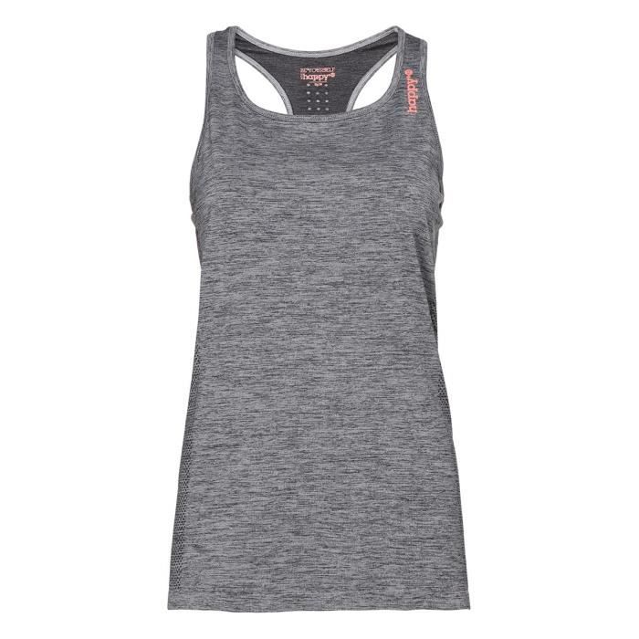 HAPPY & SO Debardeur Seamless - Femme - Gris Chiné et Enjoy fluo