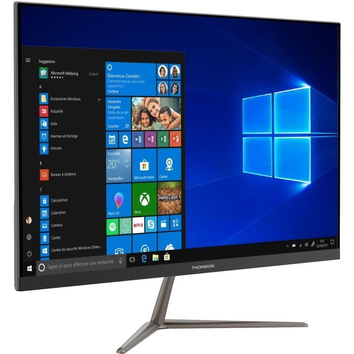 PC Tout en un THOMSON - AIO21C-4GR-J - 21,5- - Intel Celeron - RAM 4 Go - Stockage 1 To HDD + 64 Go eMMC - Windows 10 - Noir
