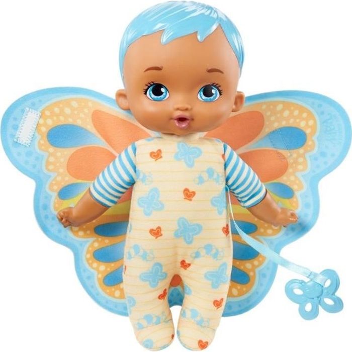 My Garden Baby - Mon Premier Bébé Papillon, bleu, 23 cm, corps souple avec ailes en peluche - Poupée / Poupon - Dès 18 mois