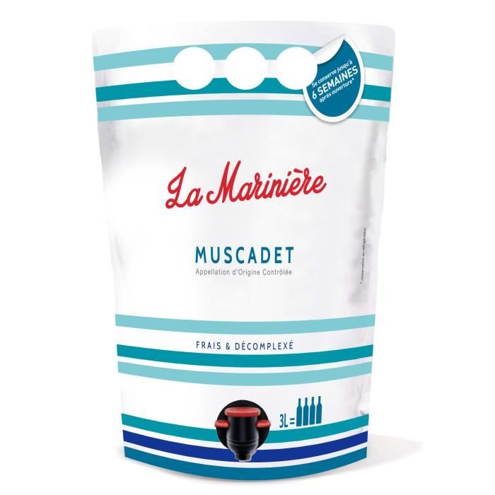 Les Vignerons du Pallet La Marinière Muscadet Sèvre et Maine sur lie - Vin blanc de la Loire - BIB 3L