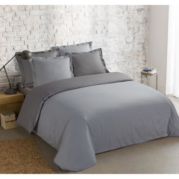 VISION Parure de couette 100/% Coton 200x200cm et 2 taies doreiller 65x65 cm ADELE Beige