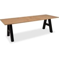 Table à manger GRANADA extensible - Style Industriel - 6/10 personnes - 2 rallonges 40 cm - L 157/197 x P 90 x H 75 cm - Chêne/Noir