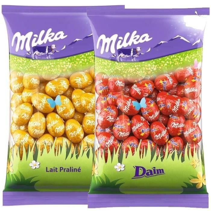 MILKA Chocolats de Pâques - Lot de 2 sachets de Petits Œufs 500g