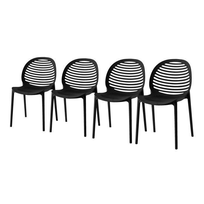 DCB GARDEN Lot de 4 chaises en PVC Olbia - Gris anthracite