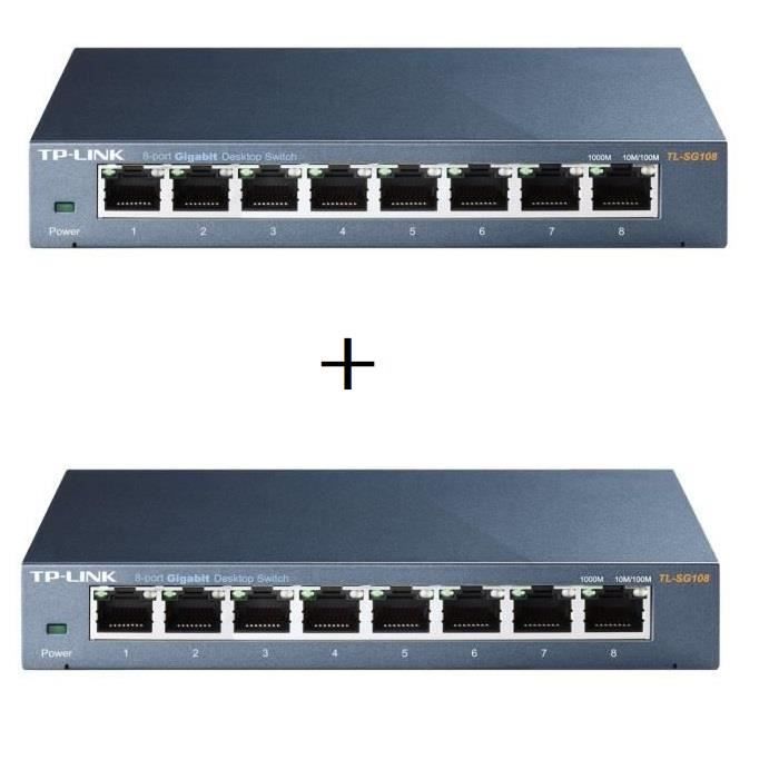 Pack x2 : TP-Link Switch de bureau 8 ports Gigabit 10/100/1000 Mbps TL-SG108
