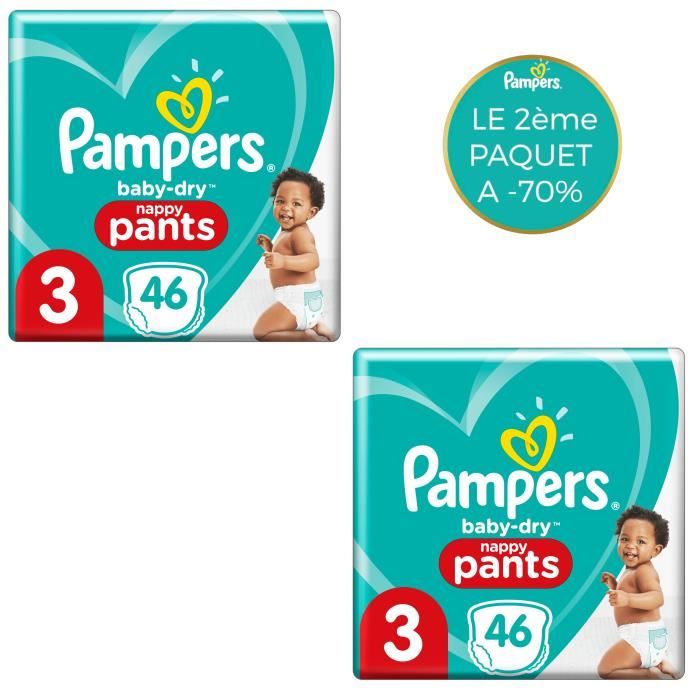 PAMPERS Baby-Dry Pants Couches-Culottes Taille 3, 46 Culottes - Lot de 2