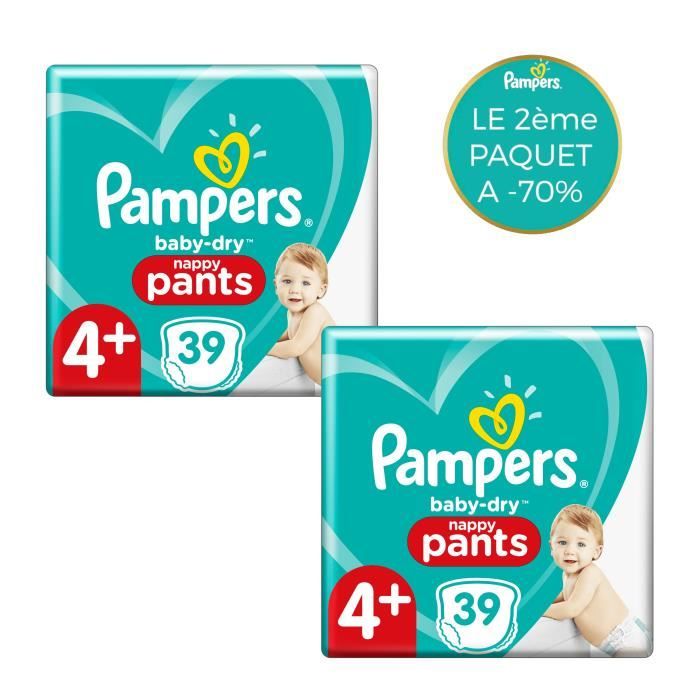 PAMPERS Baby-Dry Pants Couches-Culottes Taille 4+, 39 Culottes - Lot de 2