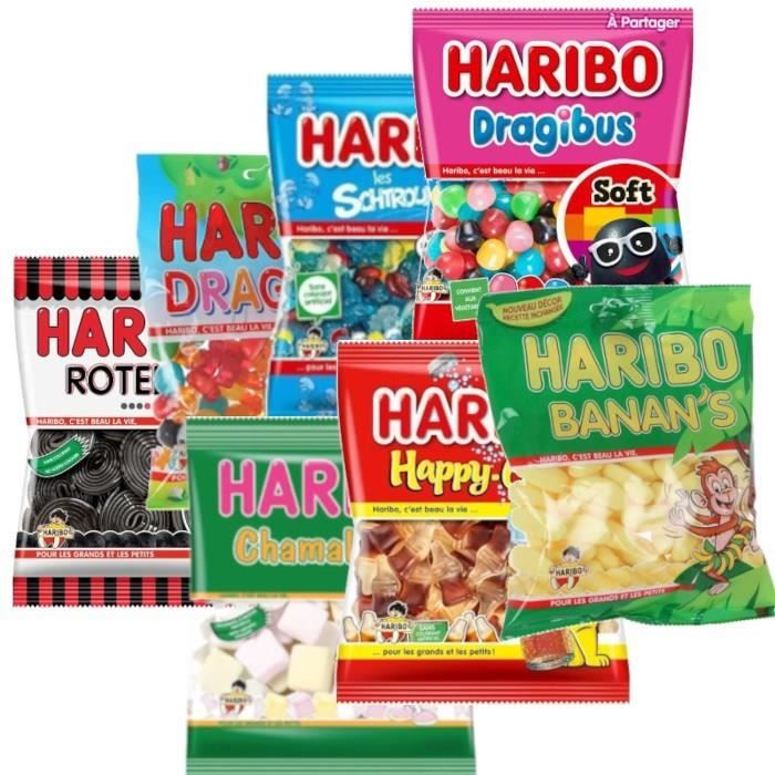 Haribo - Assortiment de 7 paquets de bonbons - différentes variétés