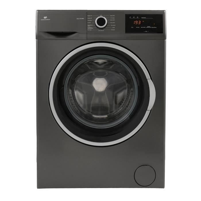Lave-linge hublot CONTINENTAL EDISON CELL1014IBX - 10 kg - Moteur induction - Largeur L 59,7 cm - 1400 tours/min - Inox foncé