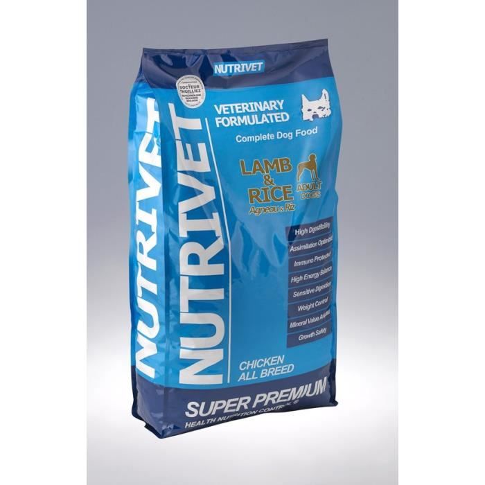 SUPER PREMIUM Croquettes chien 26/14 agneau et riz 15 Kg 0% blé