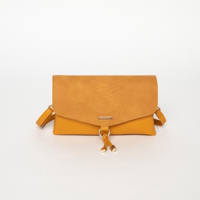 MANOUKIAN Sac à Main Sandys Effet Python Jaune Femme