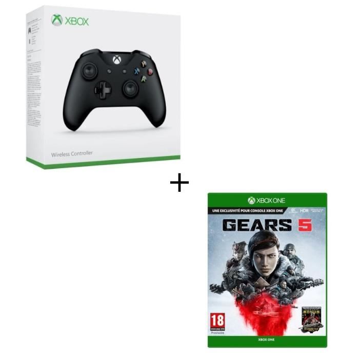 Manette Sans Fil Xbox One Noir + Jeu Xbox One Gears 5